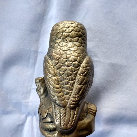 6” Vintage Brass Owl Figurine Wise Ole’ Owl Heavy Hollow Metal Decor - Picture 2 of 4
